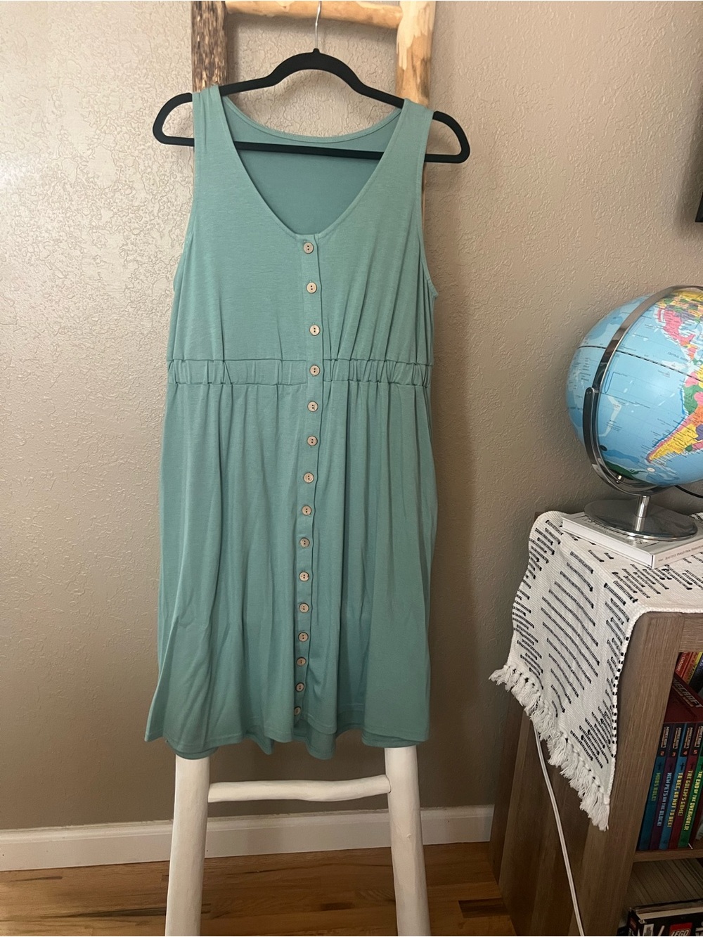 Sleeveless Button-Front Women’s Dress in Sage Green